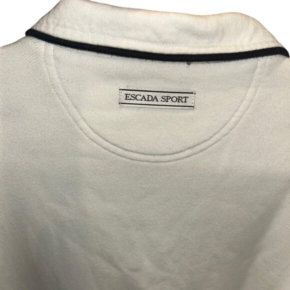 ESCADA Sport white French breton stripe collared sweatshirt top XL - Picture 3 of 7